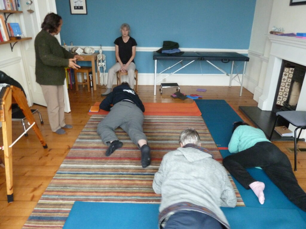 Visiting teacher Erica Donnison working with Edinburgh Alexander Training School trainees in crawling