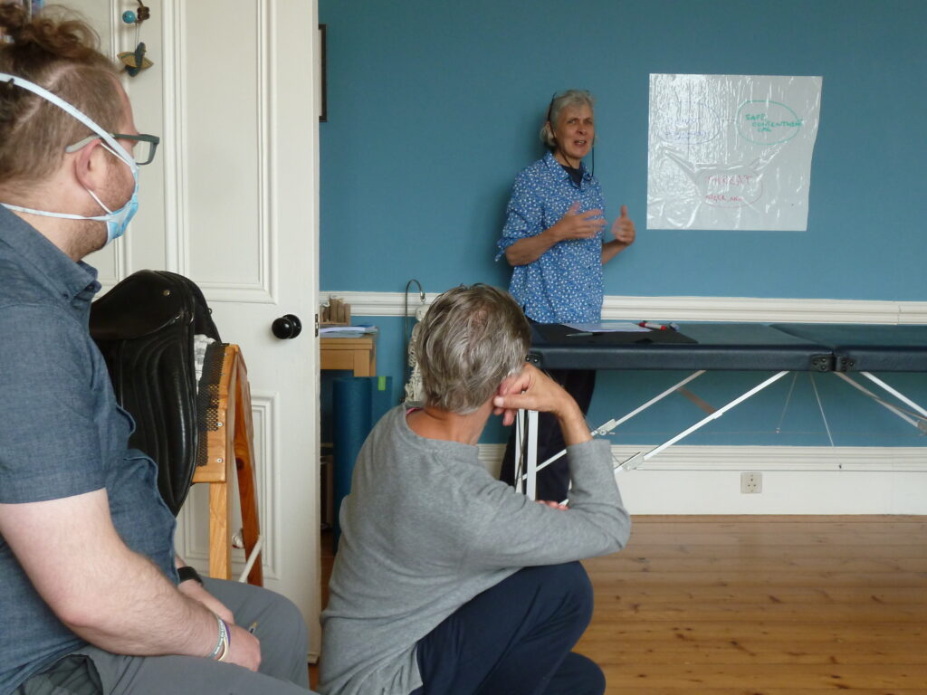 Visiting teacher Lesley Glover leading a group session on listening skills with Edinburgh Alexander Training School trainees