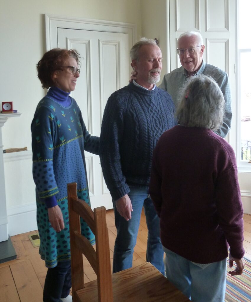 Photo of visiting Alexander teacher, Malcolm Williamson at Edinburgh Alexander Training School working with trainees