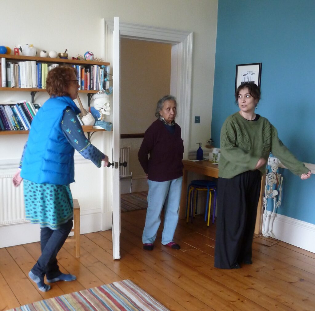 Photo of trainee project at Edinburgh Alexander Training School - learning how to moon walk